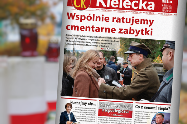 Grafika z pierwszą stroną bezpłatnego biuletynu "Kielecka"